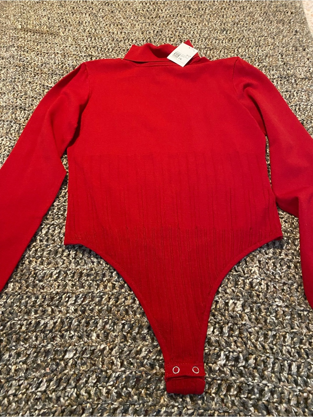 Plus Size Red Long-Sleeve One-Piece Bodysuit